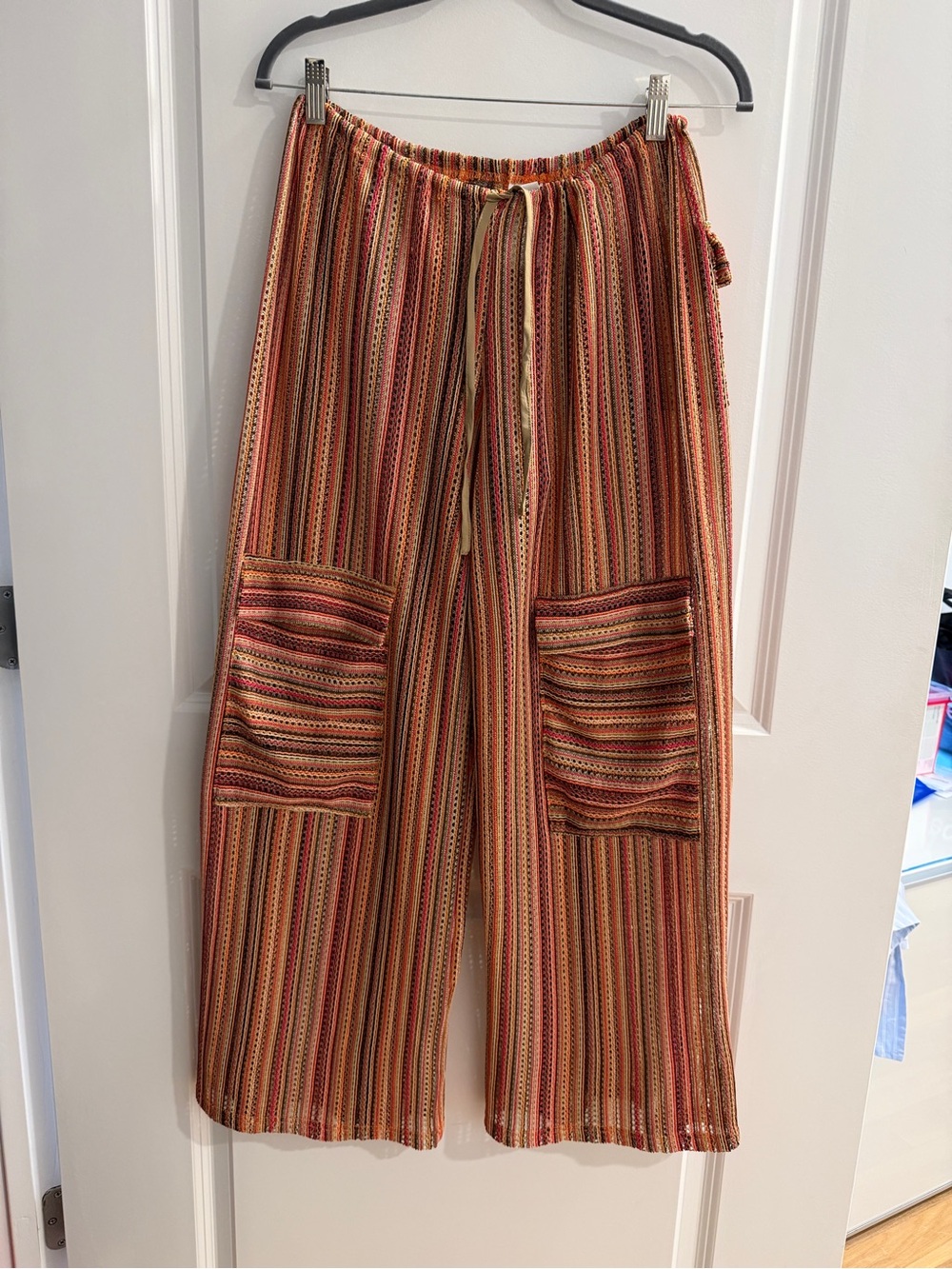 Muse Striped Swim Coverup Pants in Rust, Orange, Cream